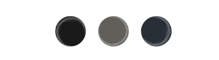Ein Bild der drei verwendeten Farben Schwarz, dunkles Grün und dunkles Blau für das Branding Projekt für Pavulon