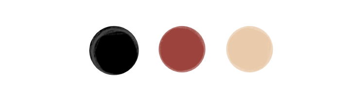Ein Bild der drei verwendeten Farben Schwarz, Rot und Beige für das Artwork Projekt für Roots of Unrest - Burning Paradise