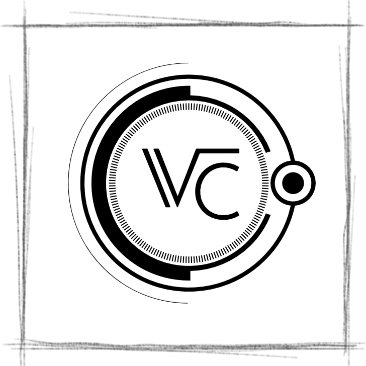 Das Bandlogo von Virtual Circuit, welches verschieden große Kreise und die Buchstaben V und C in der Mitte darstellt