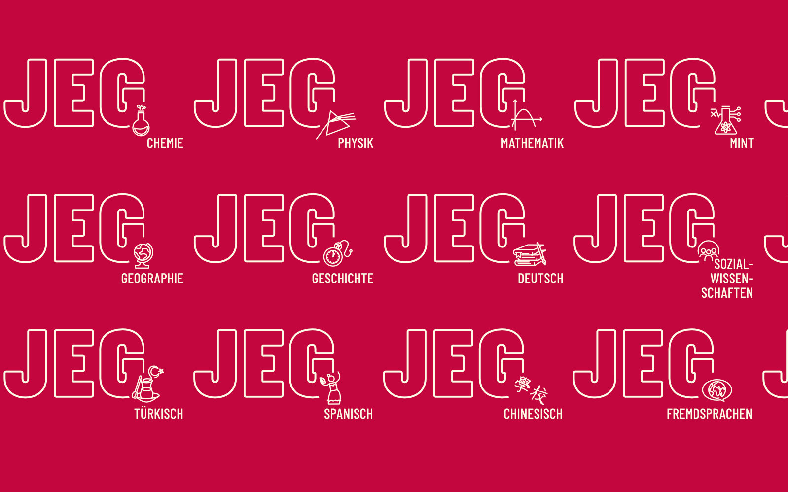 Ein Detailbild mit Auflistung verschiedener Teilbereich Logos für JEG Julius Echter Gymnasium